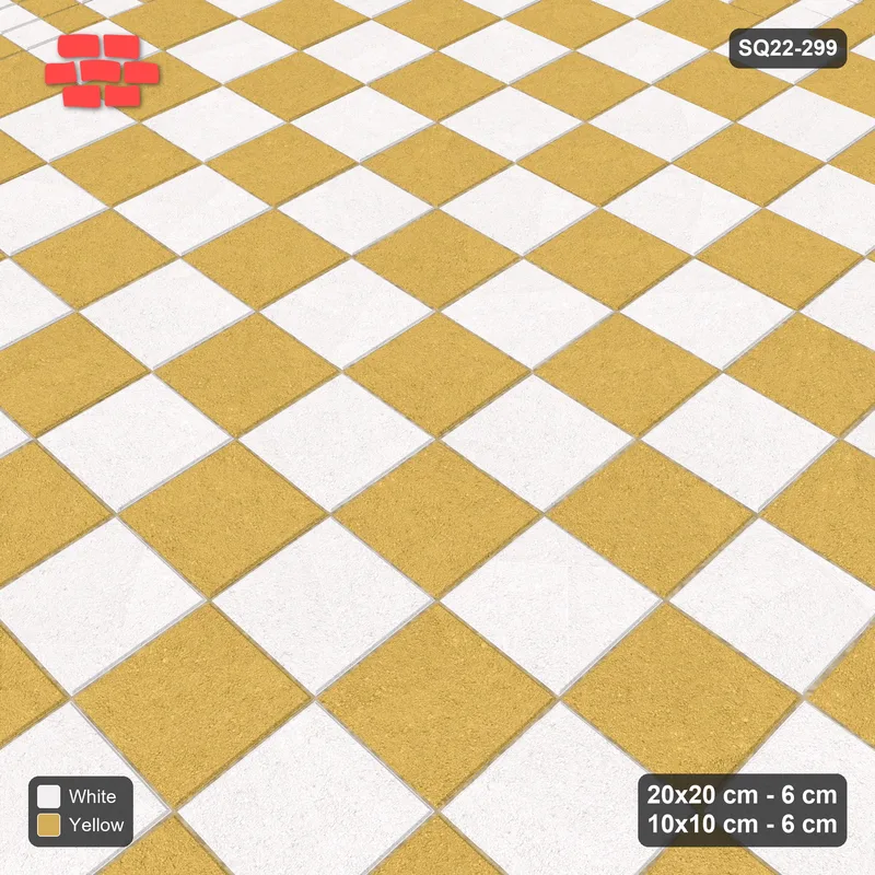 Interlock (Pasco) 20x20 cm · SQ22-299 · Checkerboard with 3-Course 10x10 Border, Dashed Lines · Side view