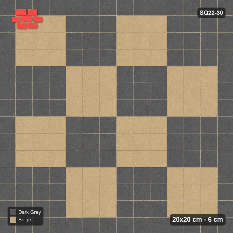 Interlock (Pasco) 20x20 cm · SQ22-30 · Border and 3x3 Checker · Top view