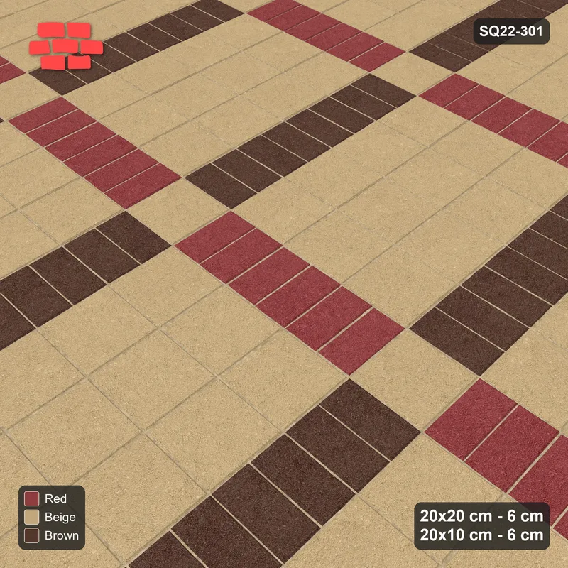 Interlock (Pasco) 20x20 cm · SQ22-301 · 3x4 Panel Grid, Double 20x10 Lines, Two-Colour Lines · Side view