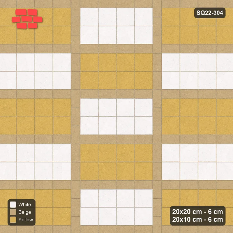 Interlock (Pasco) 20x20 cm · SQ22-304 · 4x2 Panel Grid, Two-Tone Panels - Golden Sand, 260 cm · Top view