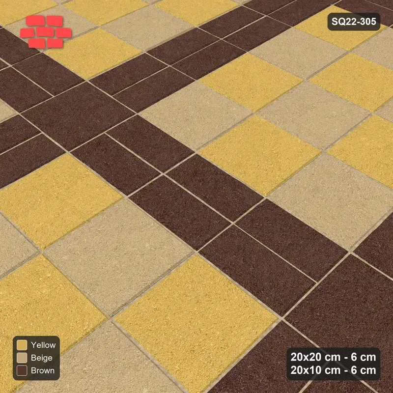 Interlock (Pasco) 20x20 cm · SQ22-305 · 3x4 Panel Grid, Double 20x10 Lines, Chequered Panels · Side view