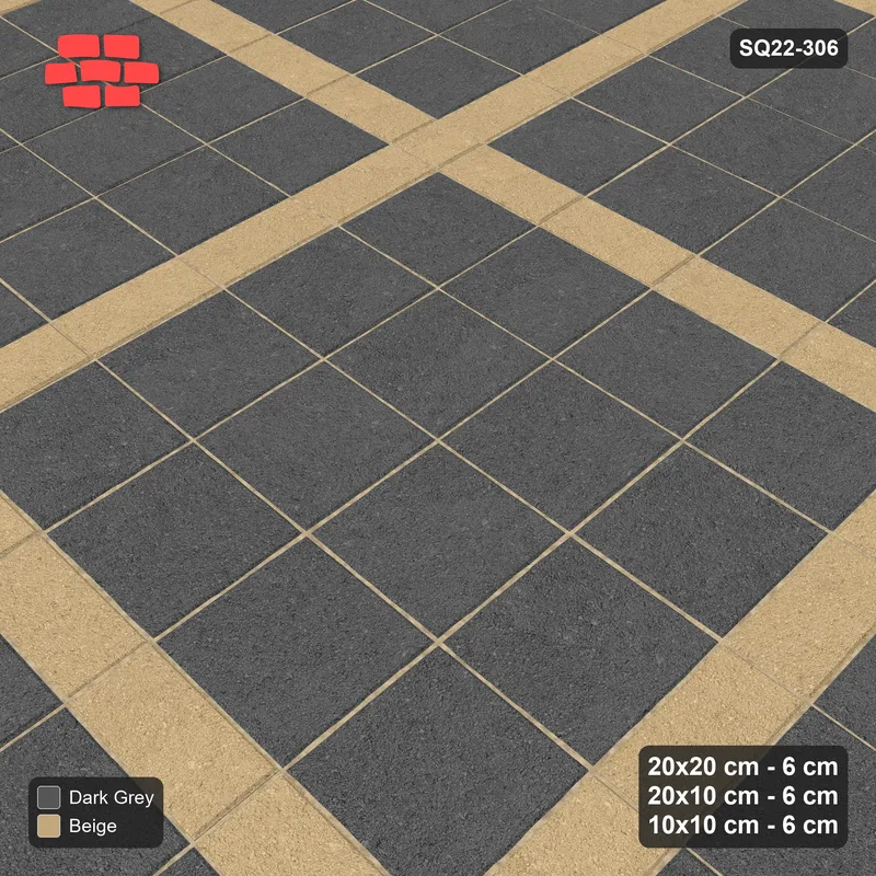 Interlock (Pasco) 20x20 cm · SQ22-306 · 4x4 Panel Grid, 10x10 Crossings, Contrast Lines · Side view