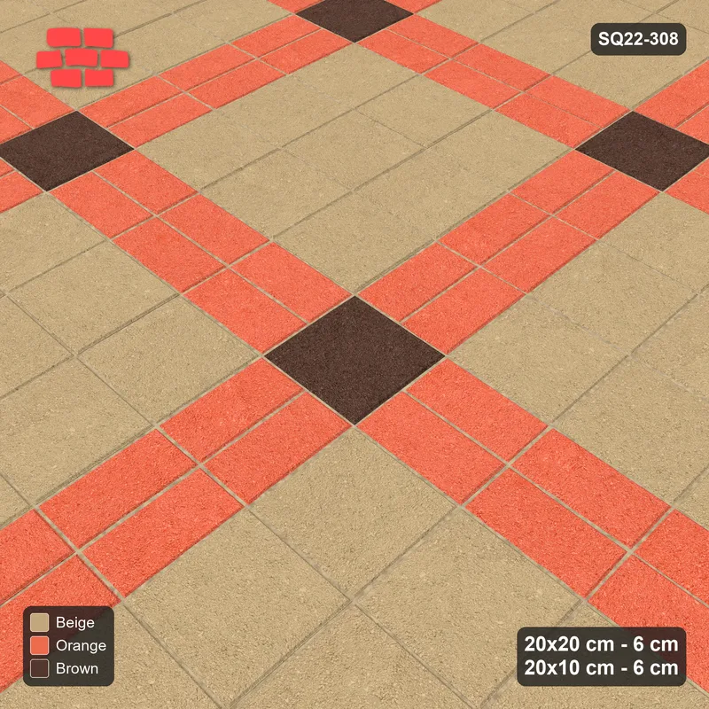 Interlock (Pasco) 20x20 cm · SQ22-308 · 3x3 Panel Grid, Accent Crossings, Kerb Frame - Autumn · Side view