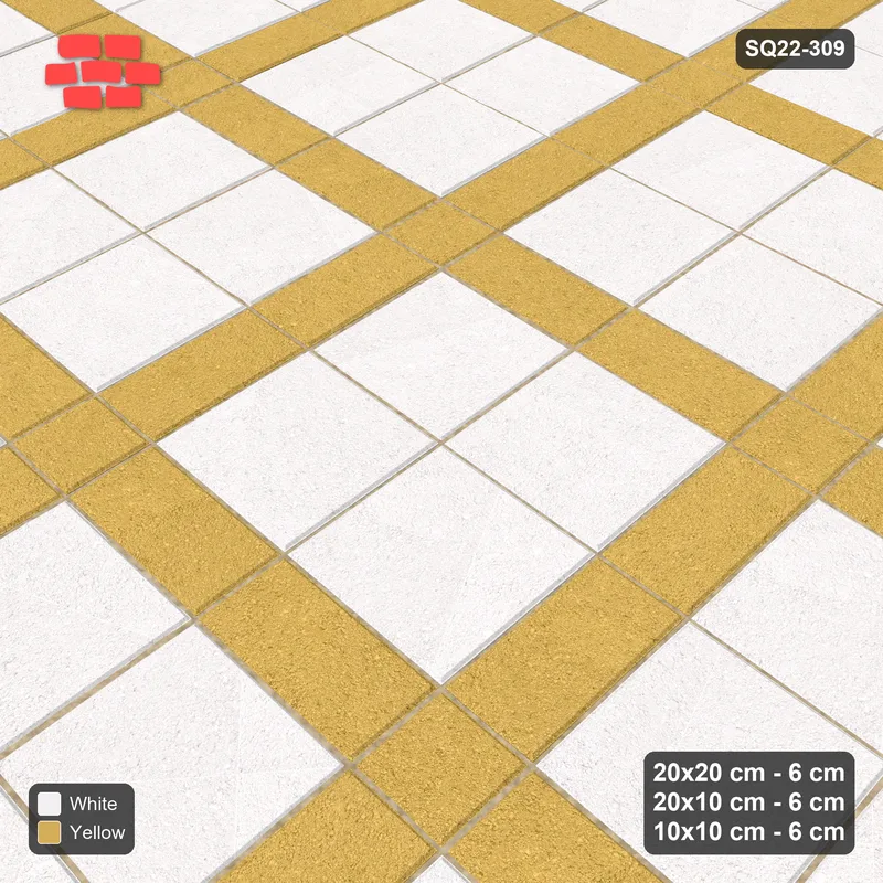 Interlock (Pasco) 20x20 cm · SQ22-309 · 2x2 Panel Grid, 10x10 Crossings - Ivory & Ochre · Side view