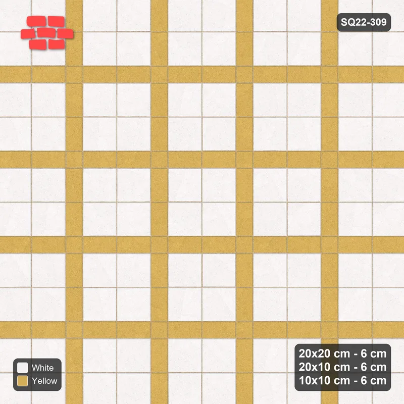 Interlock (Pasco) 20x20 cm · SQ22-309 · 2x2 Panel Grid, 10x10 Crossings - Ivory & Ochre · Top view