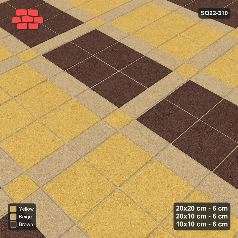 Interlock (Pasco) 20x20 cm · SQ22-310 · 3x2 Panel Grid, 10x10 Crossings, Striped Panels · Side view