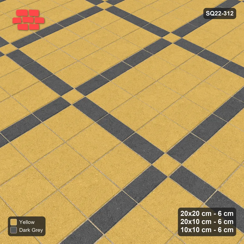 Interlock (Pasco) 20x20 cm · SQ22-312 · 3x4 Panel Grid, 10x10 Crossings, Light Crossings, Kerb Frame · Side view