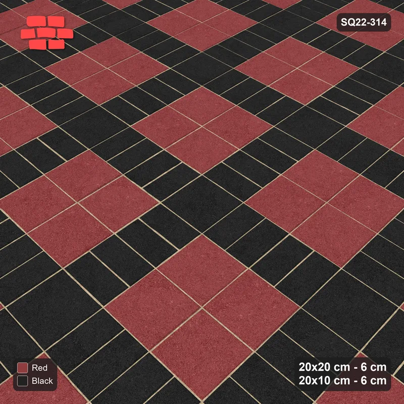 Interlock (Pasco) 20x20 cm · SQ22-314 · 2x2 Panel Grid, Double 20x10 Lines, Contrast Lines · Side view