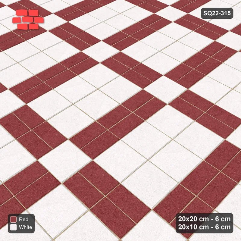Interlock (Pasco) 20x20 cm · SQ22-315 · 2x3 Panel Grid, Double 20x10 Lines - Burgundy & Ivory · Side view
