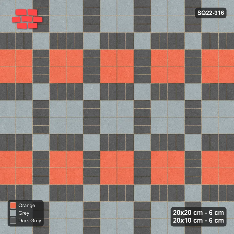 Interlock (Pasco) 20x20 cm · SQ22-316 · 2x2 Panel Grid, Striped Panels, Kerb Frame · Top view