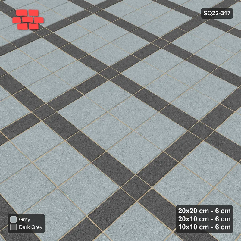 Interlock (Pasco) 20x20 cm · SQ22-317 · 3x2 Panel Grid, 10x10 Crossings - Charcoal Edge · Side view