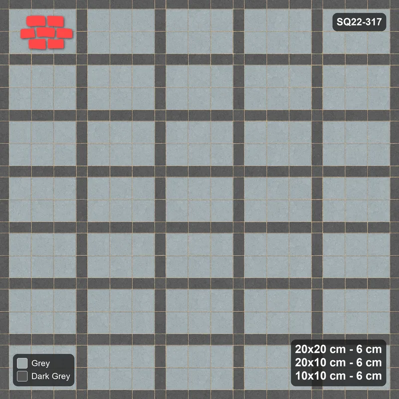 Interlock (Pasco) 20x20 cm · SQ22-317 · 3x2 Panel Grid, 10x10 Crossings - Charcoal Edge · Top view