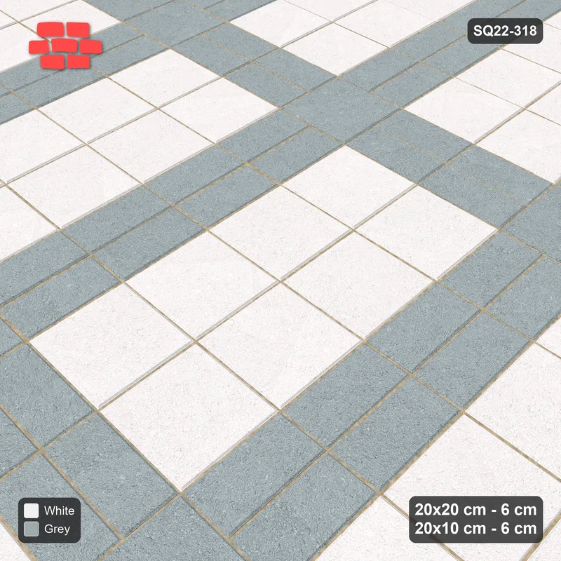 Interlock (Pasco) 20x20 cm · SQ22-318 · 2x4 Panel Grid, Double 20x10 Lines - Salt & Pepper · Side view