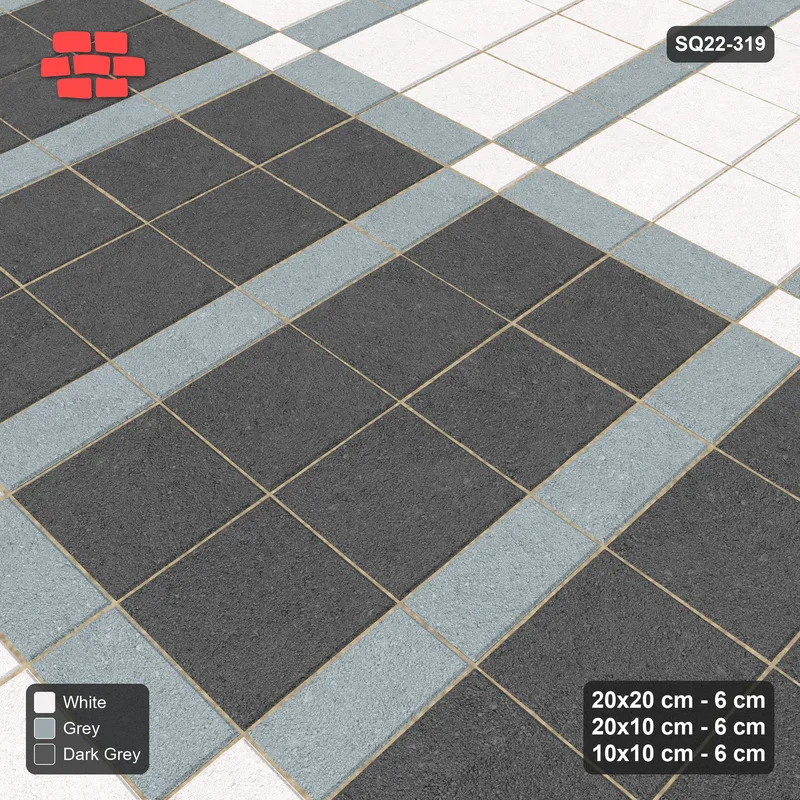Interlock (Pasco) 20x20 cm · SQ22-319 · 2x4 Panel Grid, 10x10 Crossings, Striped Panels · Side view