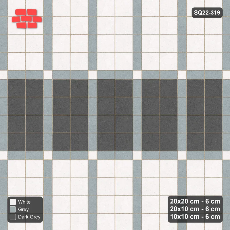 Interlock (Pasco) 20x20 cm · SQ22-319 · 2x4 Panel Grid, 10x10 Crossings, Striped Panels · Top view