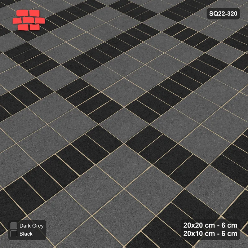 Interlock (Pasco) 20x20 cm · SQ22-320 · 2x4 Panel Grid, Light Crossings, Kerb Frame · Side view