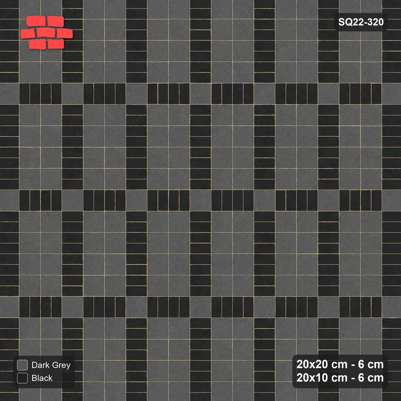 Interlock (Pasco) 20x20 cm · SQ22-320 · 2x4 Panel Grid, Light Crossings, Kerb Frame · Top view