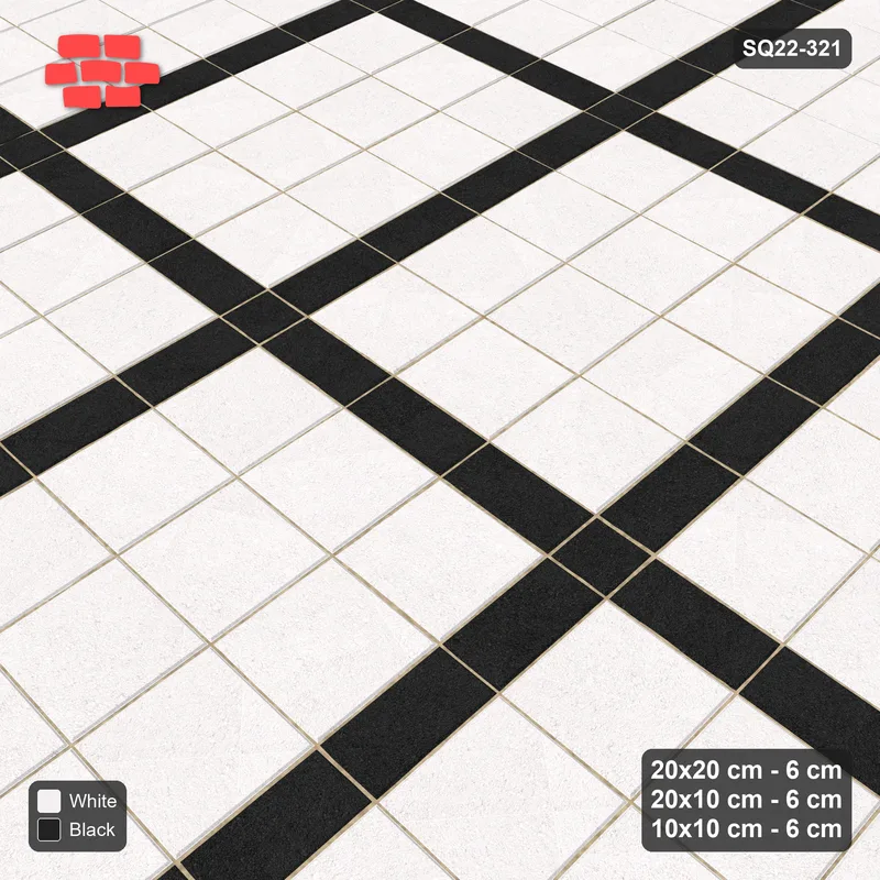 Interlock (Pasco) 20x20 cm · SQ22-321 · 3x4 Panel Grid, 10x10 Crossings, Contrast Lines · Side view