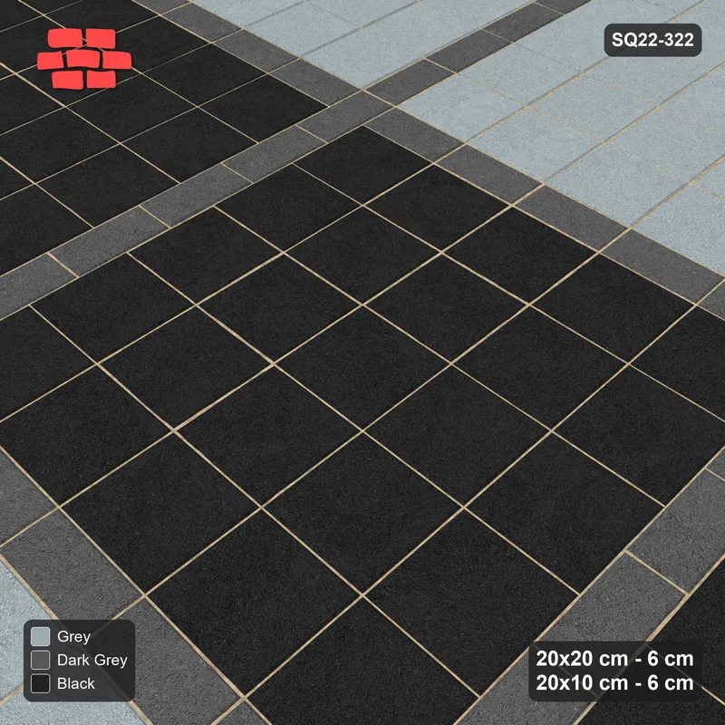 Interlock (Pasco) 20x20 cm · SQ22-322 · 5x5 Panel Grid, Continuous 20x10 Lines, Striped Panels · Side view