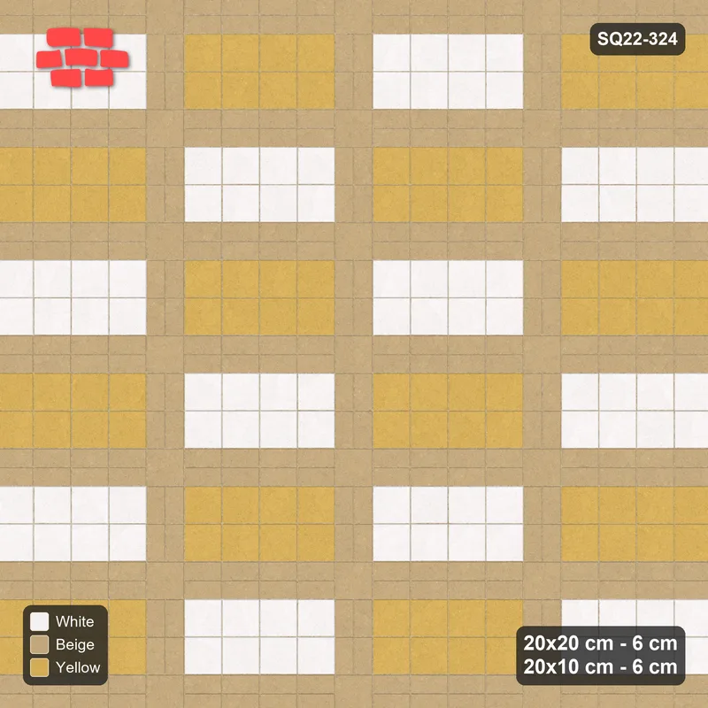 Interlock (Pasco) 20x20 cm · SQ22-324 · 4x2 Panel Grid, Two-Tone Panels - Golden Sand, 380 cm · Top view