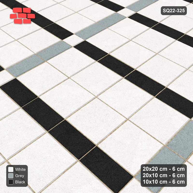 Interlock (Pasco) 20x20 cm · SQ22-325 · 4x2 Panel Grid, 10x10 Crossings, Two-Colour Lines · Side view