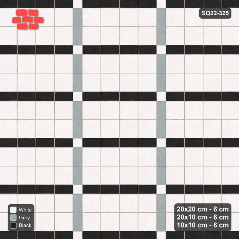 Interlock (Pasco) 20x20 cm · SQ22-325 · 4x2 Panel Grid, 10x10 Crossings, Two-Colour Lines · Top view