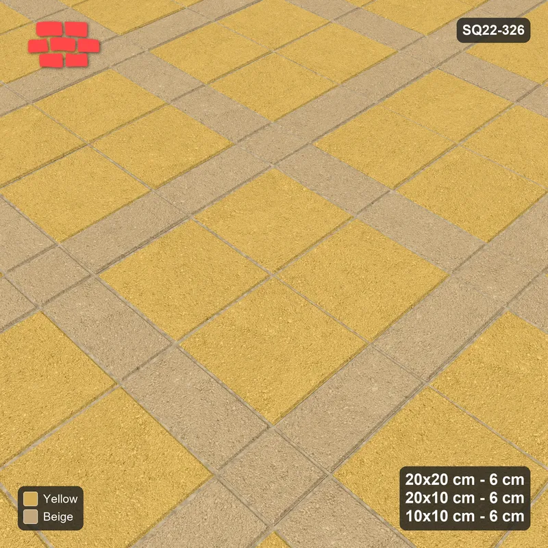 Interlock (Pasco) 20x20 cm · SQ22-326 · 2x2 Panel Grid, 10x10 Crossings, Contrast Lines - Desert Sun · Side view