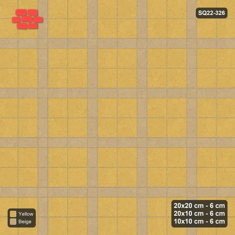 Interlock (Pasco) 20x20 cm · SQ22-326 · 2x2 Panel Grid, 10x10 Crossings, Contrast Lines - Desert Sun · Top view
