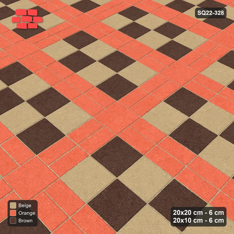 Interlock (Pasco) 20x20 cm · SQ22-328 · 4x2 Panel Grid, Chequered Panels, Kerb Frame · Side view