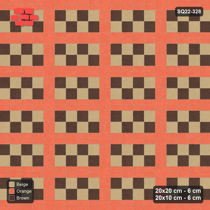 Interlock (Pasco) 20x20 cm · SQ22-328 · 4x2 Panel Grid, Chequered Panels, Kerb Frame · Top view