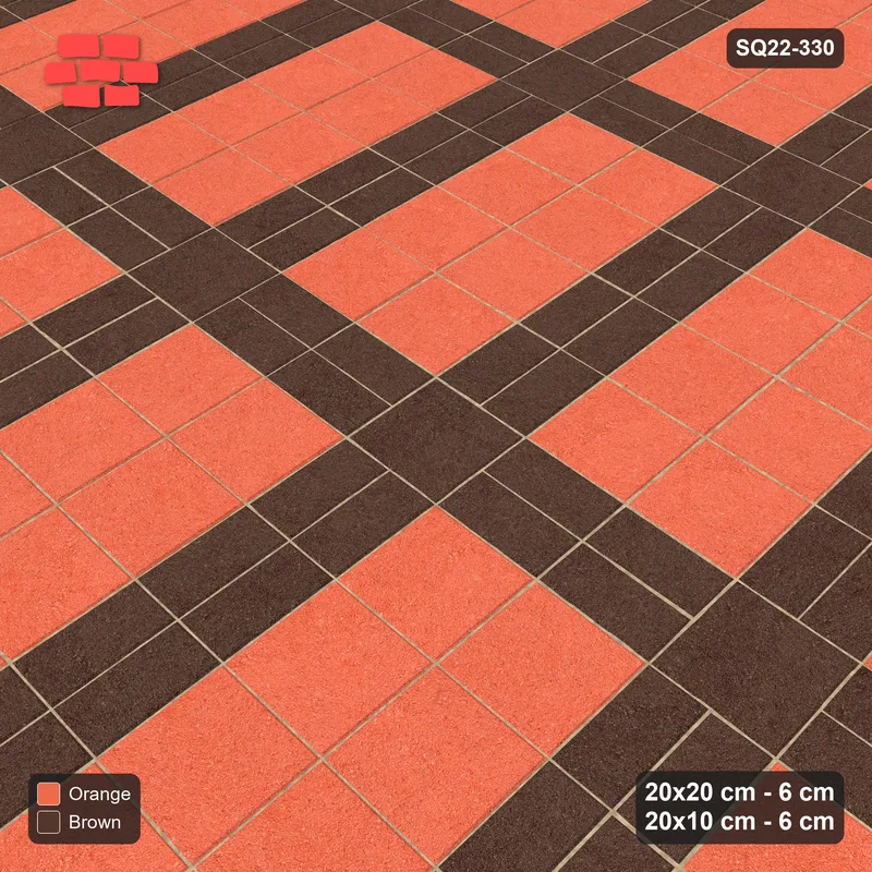 Interlock (Pasco) 20x20 cm · SQ22-330 · 2x4 Panel Grid, Double 20x10 Lines - Burnt Clay · Side view