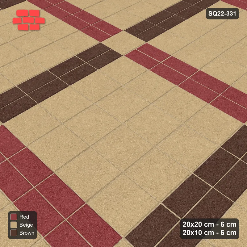 Interlock (Pasco) 20x20 cm · SQ22-331 · 4x4 Panel Grid, Double 20x10 Lines, Two-Colour Lines · Side view