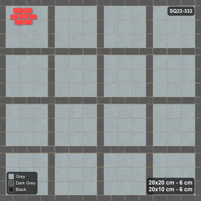 Interlock (Pasco) 20x20 cm · SQ22-332 · 3x3 Panel Grid, Accent Crossings - Graphite Scale · Top view