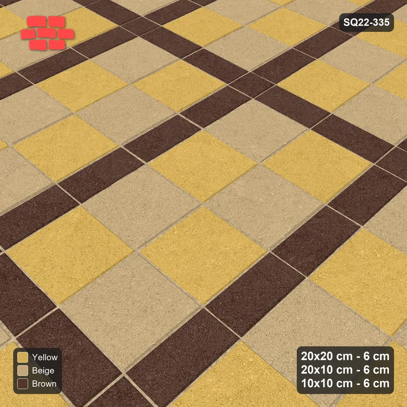 Interlock (Pasco) 20x20 cm · SQ22-335 · 2x4 Panel Grid, 10x10 Crossings, Chequered Panels · Side view