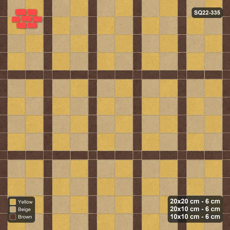 Interlock (Pasco) 20x20 cm · SQ22-335 · 2x4 Panel Grid, 10x10 Crossings, Chequered Panels · Top view