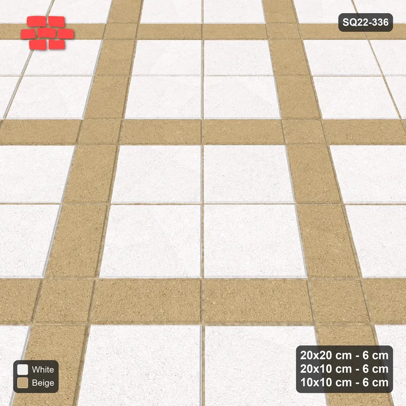 Interlock (Pasco) 20x20 cm · SQ22-336 · 45-Degree 2x2 Panel Grid, 10x10 Crossings - Ivory & Sand · Side view