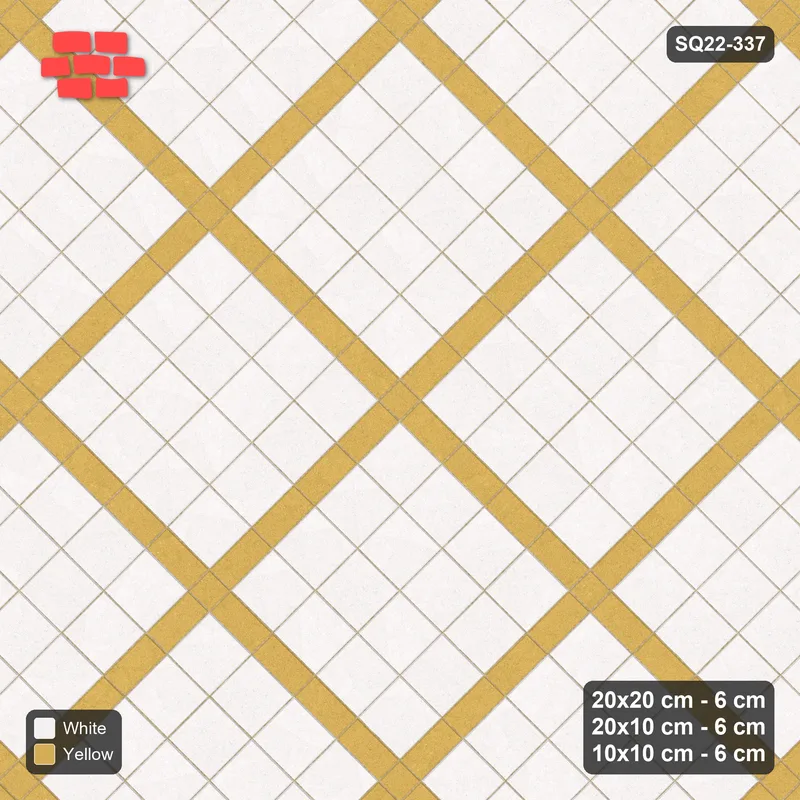 Interlock (Pasco) 20x20 cm · SQ22-337 · 45-Degree 4x4 Panel Grid, 10x10 Crossings, Contrast Lines · Top view
