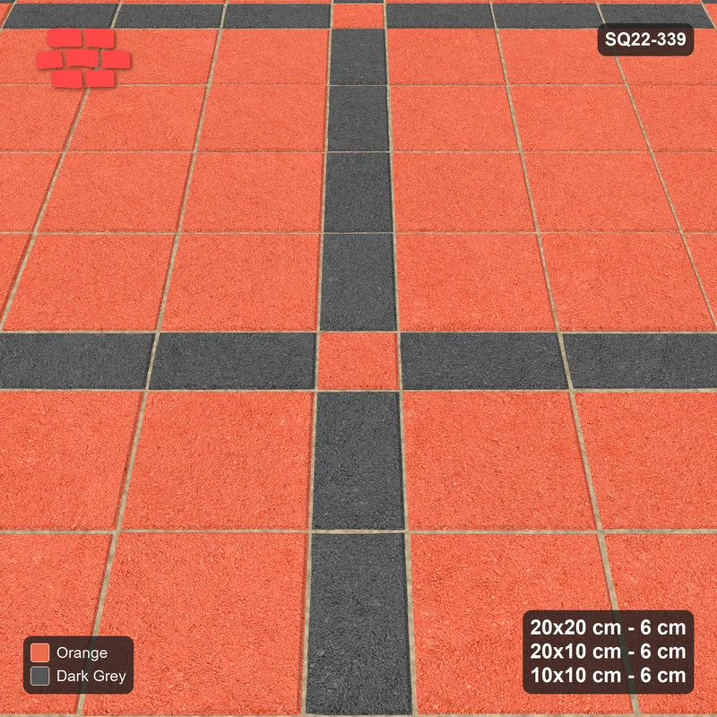 Interlock (Pasco) 20x20 cm · SQ22-339 · 45-Degree 3x4 Panel Grid, Light Crossings, Kerb Frame · Side view
