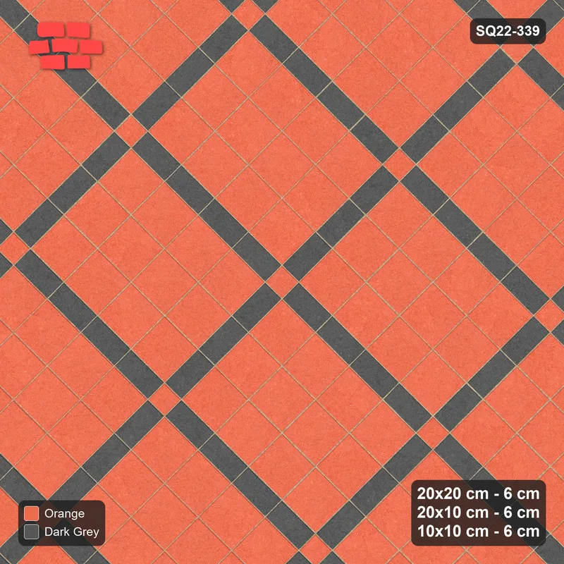 Interlock (Pasco) 20x20 cm · SQ22-339 · 45-Degree 3x4 Panel Grid, Light Crossings, Kerb Frame · Top view