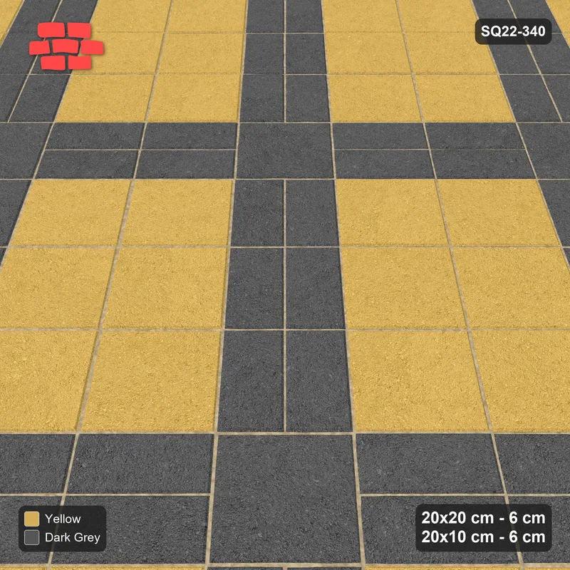 Interlock (Pasco) 20x20 cm · SQ22-340 · 45-Degree 2x3 Panel Grid, Double 20x10 Lines, Contrast Lines · Side view