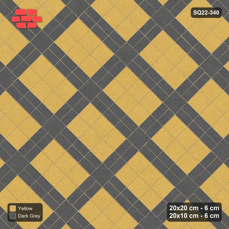 Interlock (Pasco) 20x20 cm · SQ22-340 · 45-Degree 2x3 Panel Grid, Double 20x10 Lines, Contrast Lines · Top view