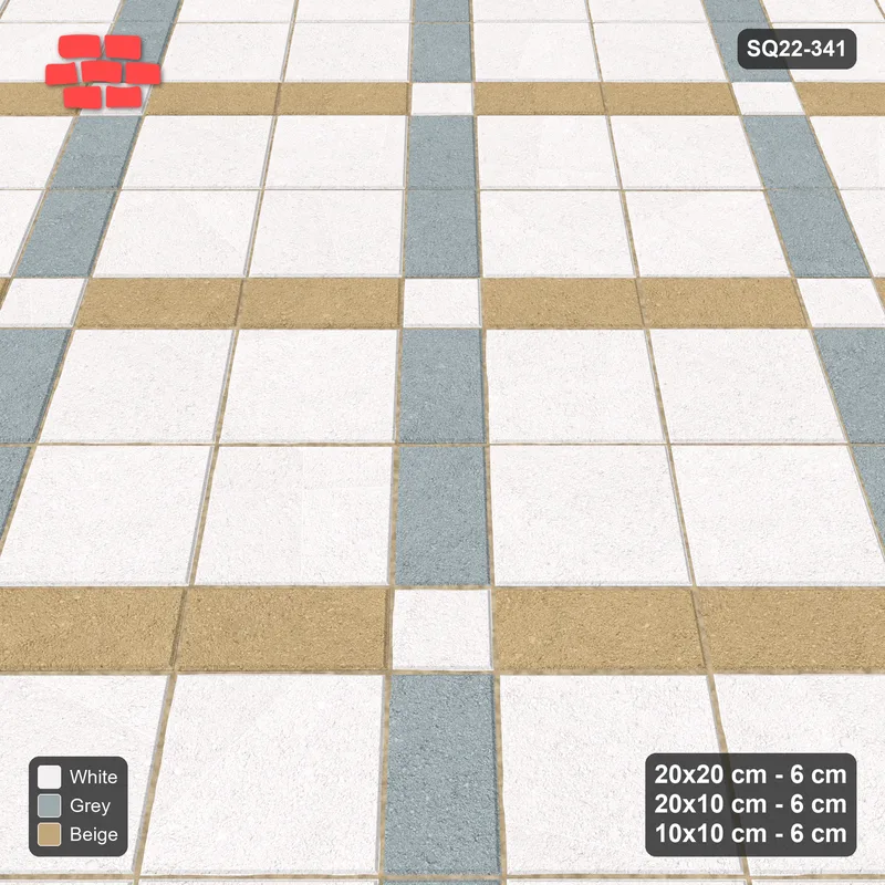 Interlock (Pasco) 20x20 cm · SQ22-341 · 45-Degree 2x2 Panel Grid, 10x10 Crossings, Two-Colour Lines · Side view