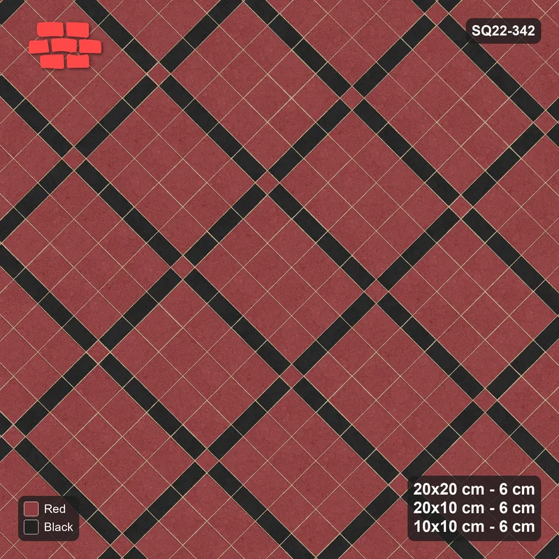 Interlock (Pasco) 20x20 cm · SQ22-342 · 45-Degree 3x4 Panel Grid, 10x10 Crossings, Light Crossings · Top view