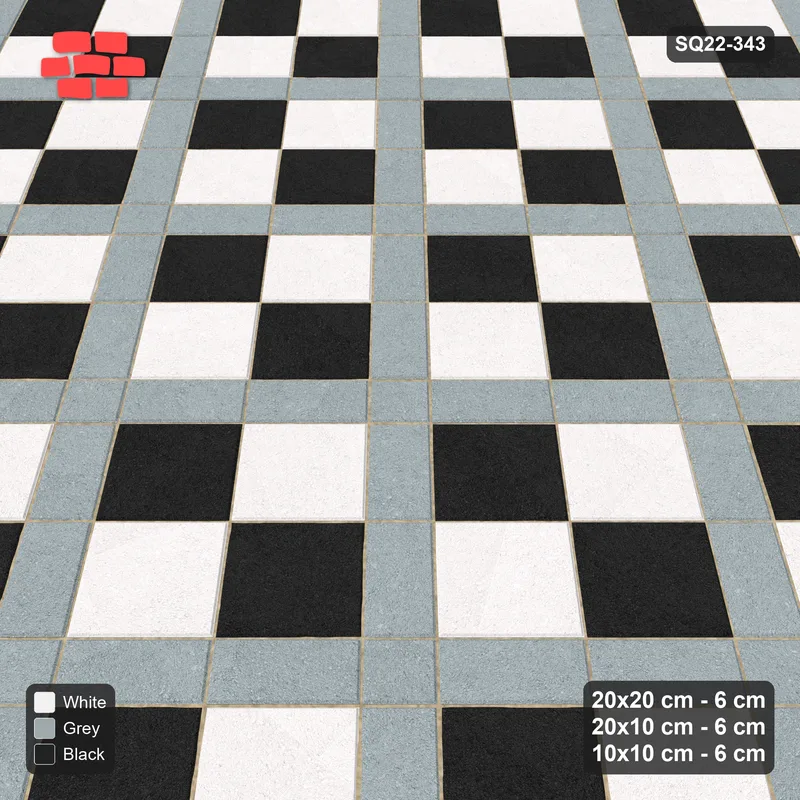 Interlock (Pasco) 20x20 cm · SQ22-343 · 45-Degree 2x2 Panel Grid, Chequered Panels, Kerb Frame · Side view