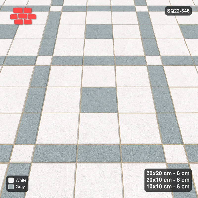 Interlock (Pasco) 20x20 cm · SQ22-346 · 45-Degree 3x3 Panel Grid, 10x10 Crossings, Centre Accents · Side view