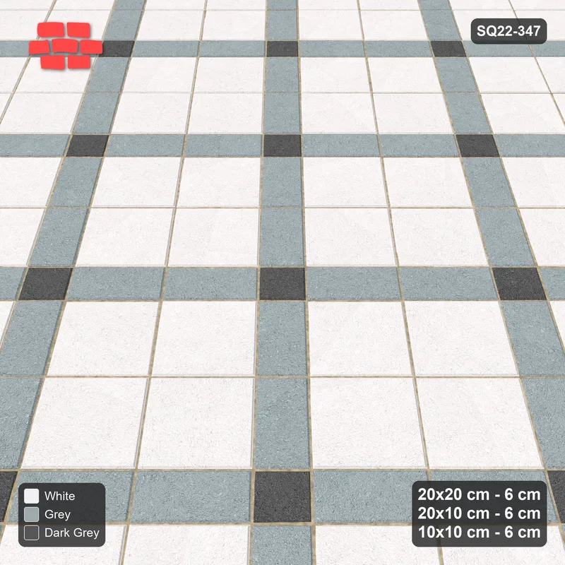 Interlock (Pasco) 20x20 cm · SQ22-347 · 45-Degree 2x2 Panel Grid, Accent Crossings, Kerb Frame · Side view
