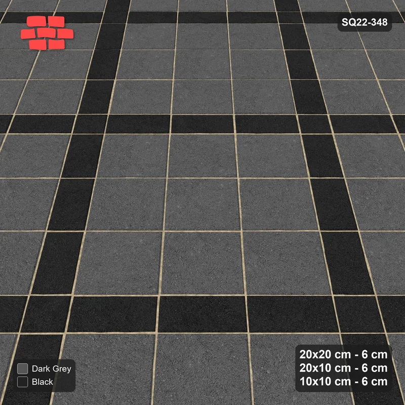 Interlock (Pasco) 20x20 cm · SQ22-348 · 45-Degree 3x3 Panel Grid, 10x10 Crossings, Contrast Lines · Side view