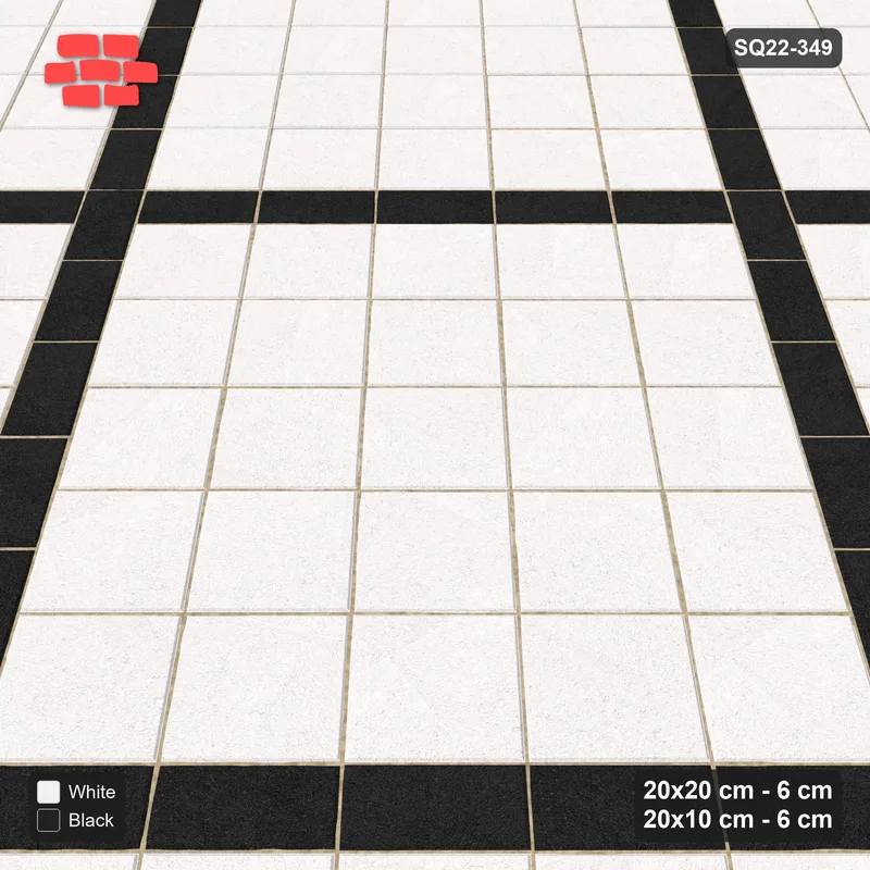 Interlock (Pasco) 20x20 cm · SQ22-349 · 45-Degree 5x5 Panel Grid, Continuous 20x10 Lines · Side view