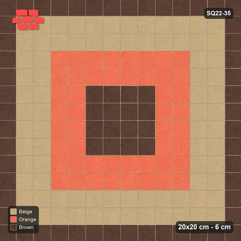 Interlock (Pasco) 20x20 cm · SQ22-35 · Bordered Ring Medallion · Top view