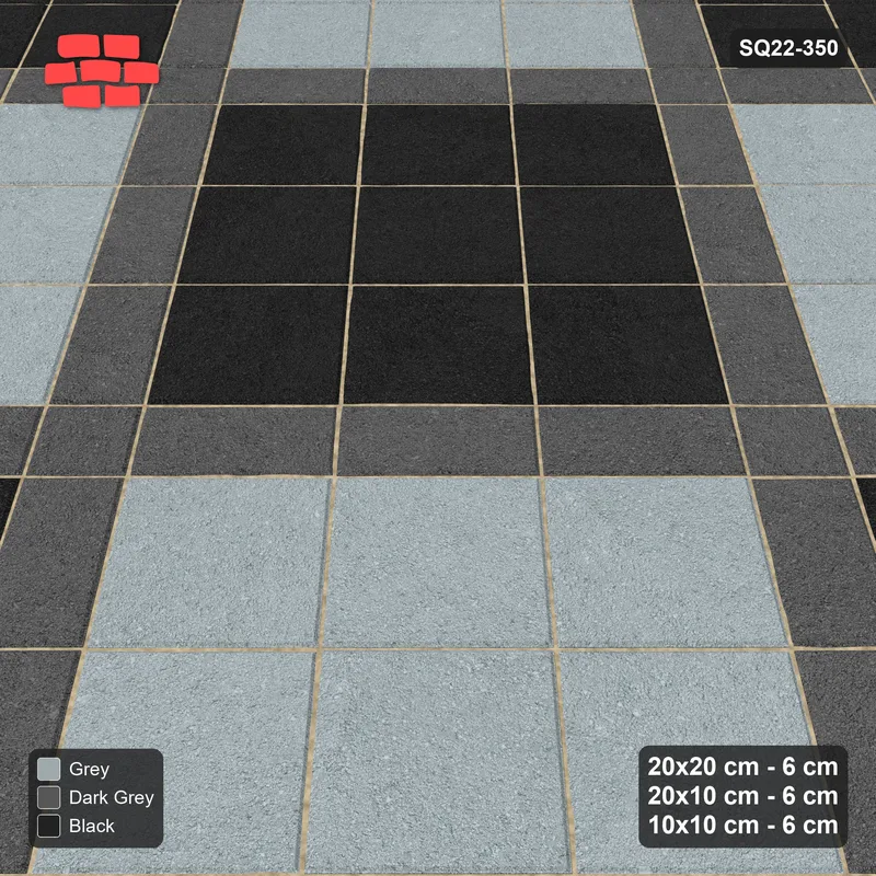 Interlock (Pasco) 20x20 cm · SQ22-350 · 45-Degree 3x3 Panel Grid, 10x10 Crossings, Two-Tone Panels · Side view